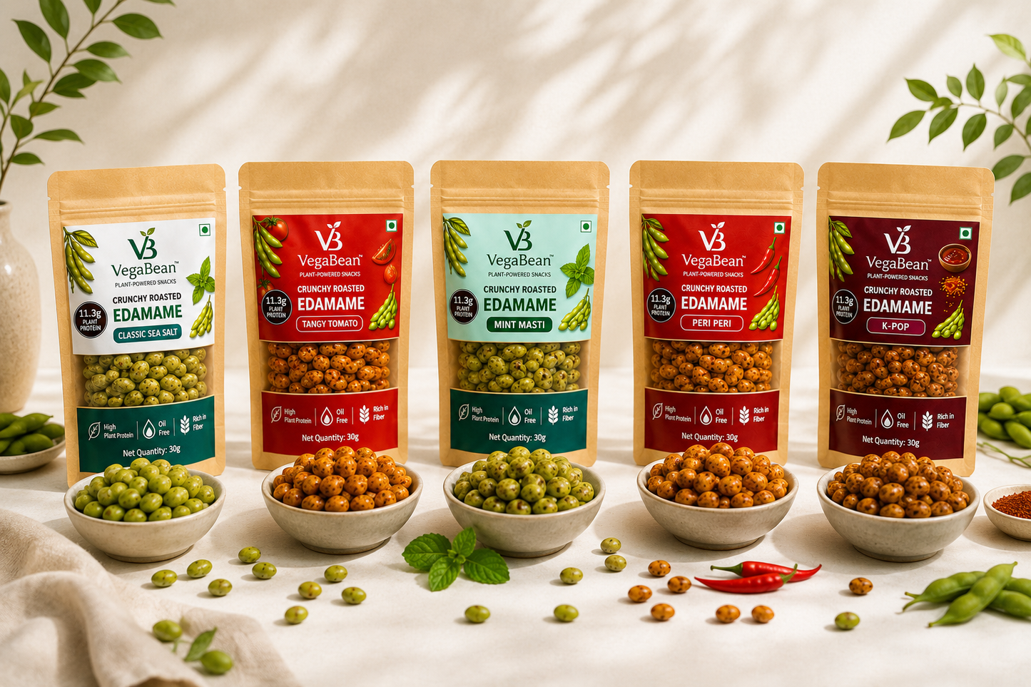 VegaBean Roasted Edamame Variety Pack of 5