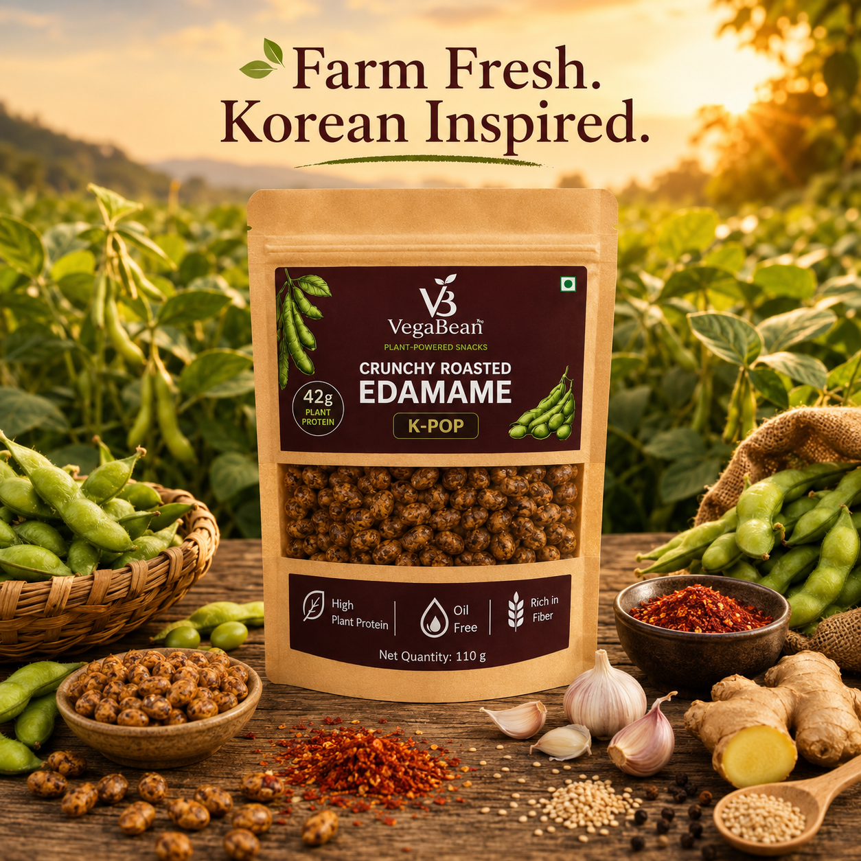 VegaBean Roasted Edamame – K-Pop (110g)