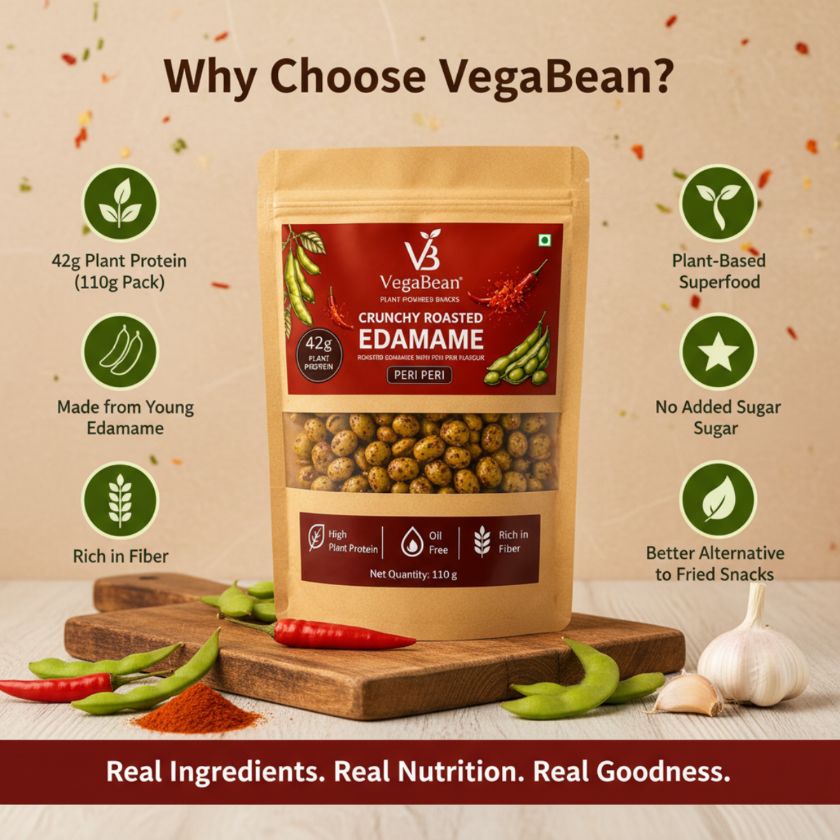 VegaBean Roasted Edamame – Peri Peri (110g)