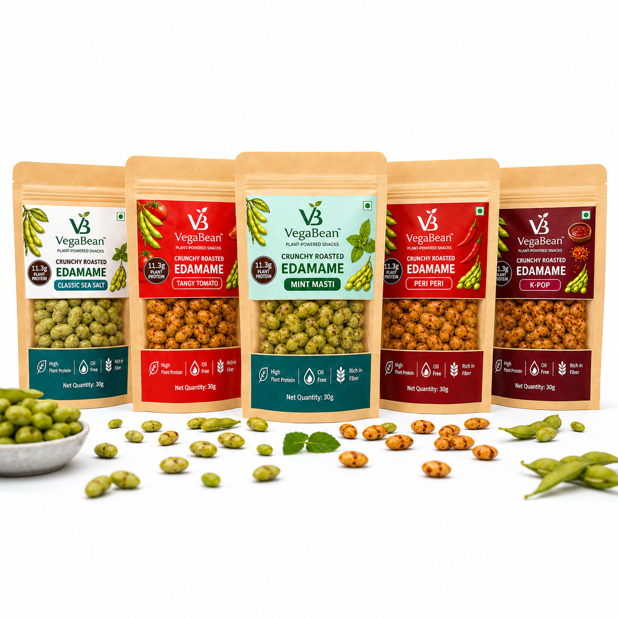 VegaBean Roasted Edamame Variety Pack of 5