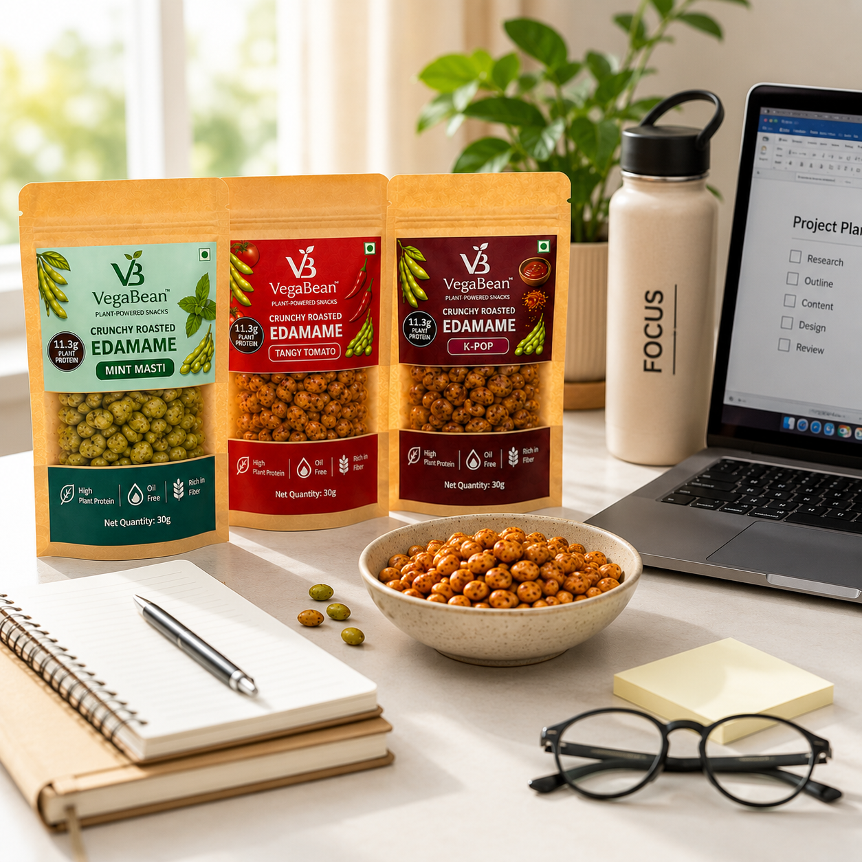 VegaBean Roasted Edamame Variety Pack of 5
