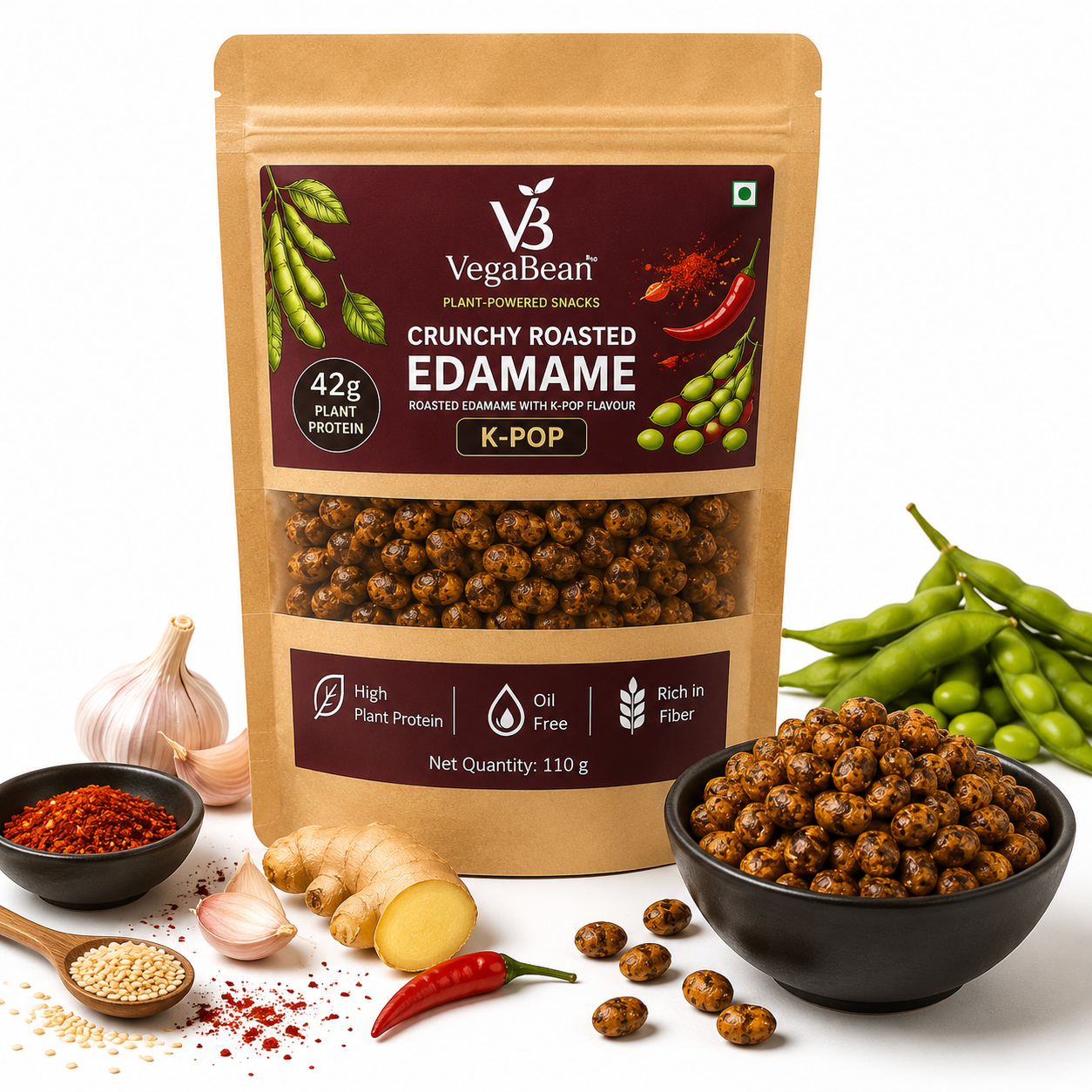 VegaBean Roasted Edamame – K-Pop (110g)
