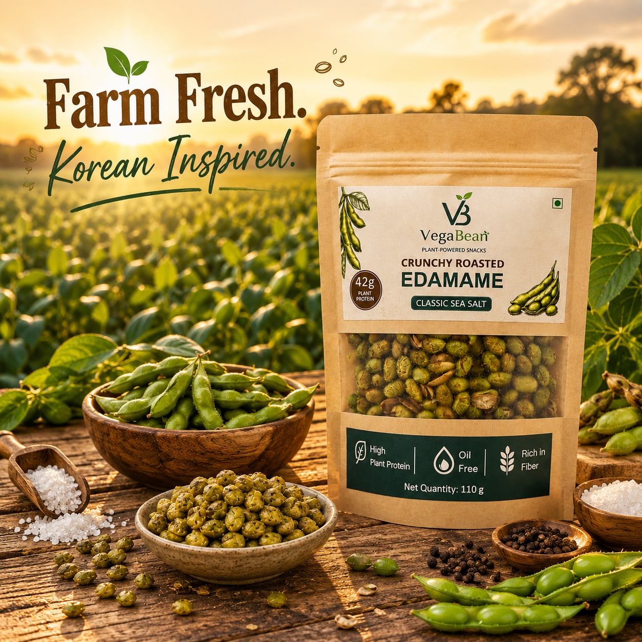 VegaBean Roasted Edamame – Classic Sea Salt (110g)