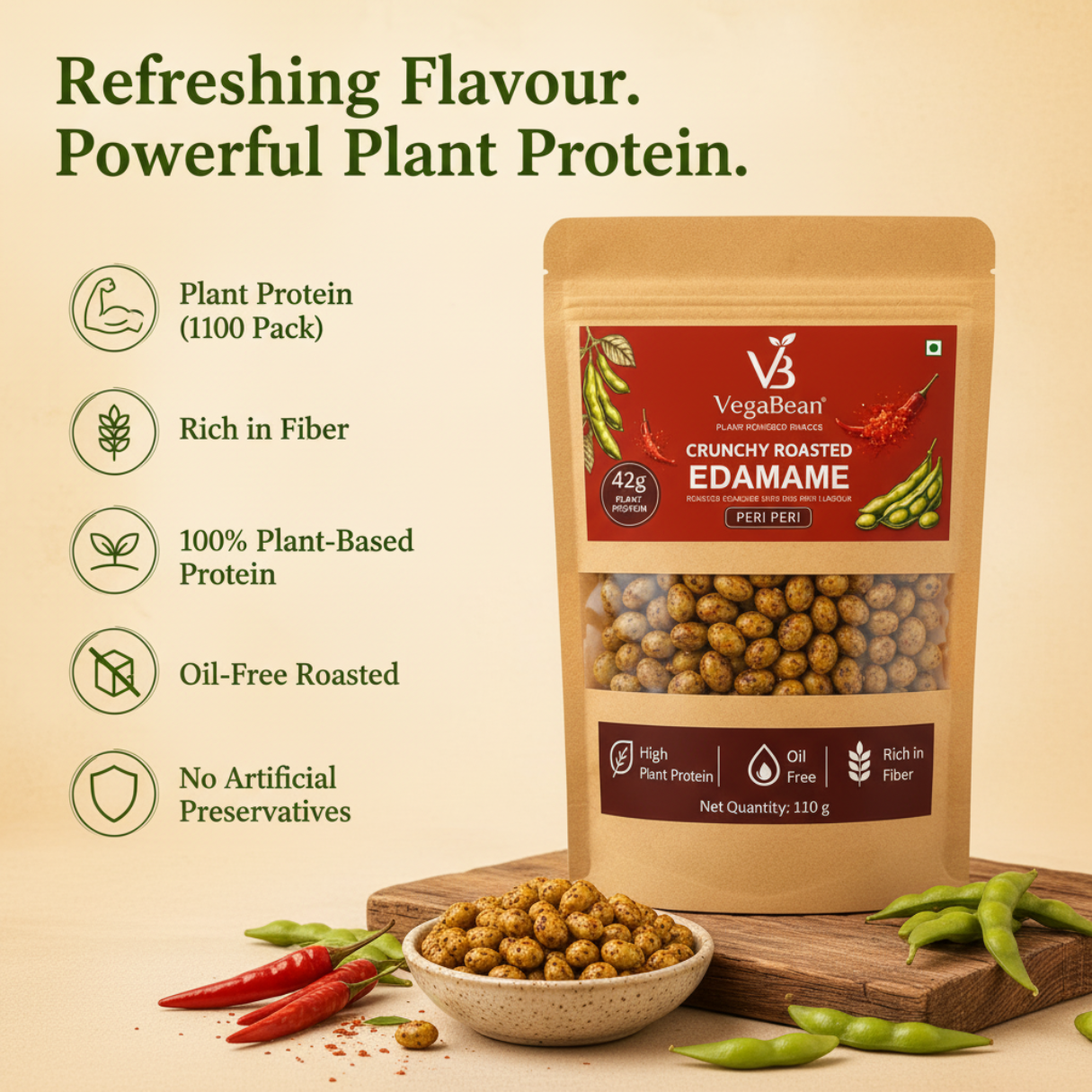 VegaBean Roasted Edamame – Peri Peri (110g)